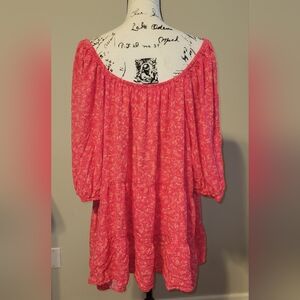 Terra & Sky Pink Ruffled 3/4 Sleeve Blouse